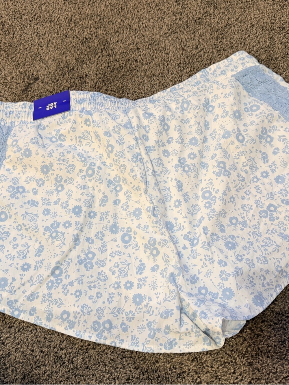 JoyLab Light Blue Floral Lace Trim Sleep Shorts - Picture 6 of 7
